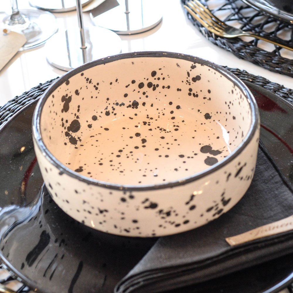 Bowl Recto Mediano / Ensaladera Granito Negro - Colección Meknes