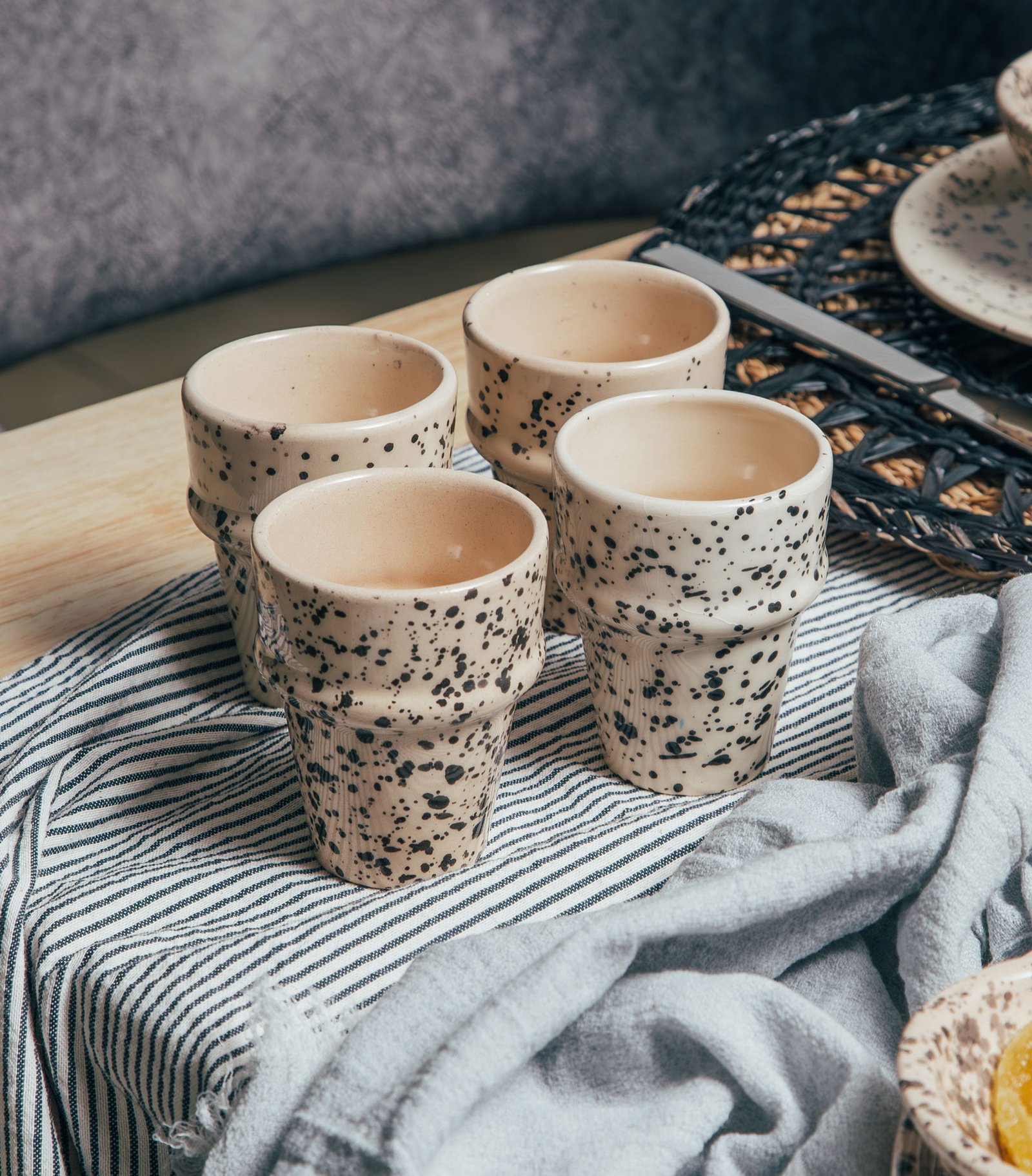 2 Tazas Mini Café Granito Negro - Colección Meknes